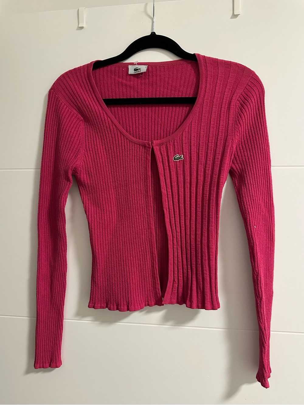 Lacoste Y2K Hook Closure Pink Cardigan Sweater